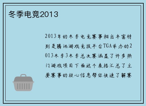 冬季电竞2013